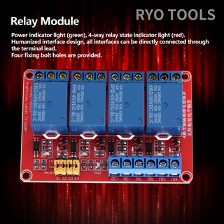 Ryo เครื่องมือ 4 ช่อง Optocoupler บอร์ดโมดูลรีเลย์ High &amp; Low Trigger 5V / 12V / 24V