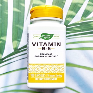 วิตามินบี 6 Vitamin B-6 50 mg 100 Capsules (Natures Way®)