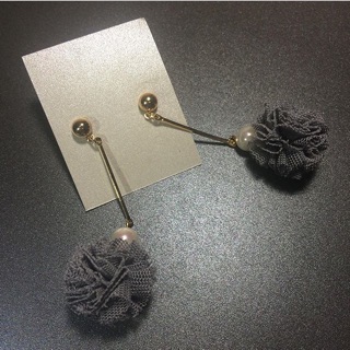 Gray Ball Fabric earings