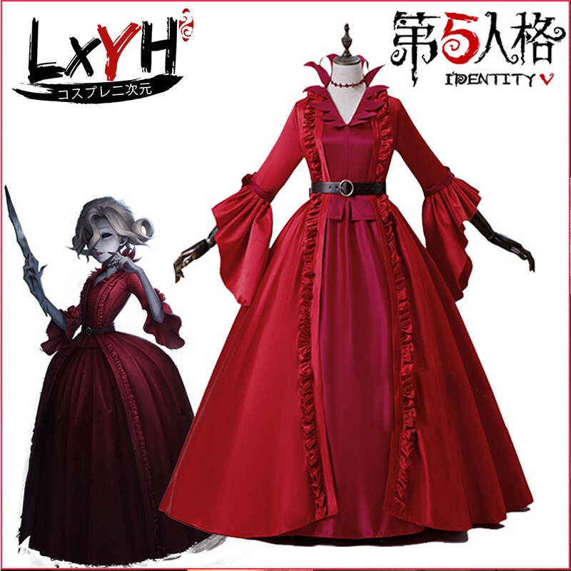 [LXYH- COSER KING] Game Identity V Marie Madame Red Mary Bloody Queen Cosplay Costume Set Dress Wig Women เครื่องแต่งกายคอสเพลย์ การ์ตูนอะนิเมะ ชุดแฟนซี