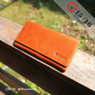 กระเป๋าสตางค์หนังวัวแท้ ใบยาว 3พับ พร้อมส่ง FIFTEEN SIXTEEN รุ่น Vegetable Oil Wallet : CRL-01