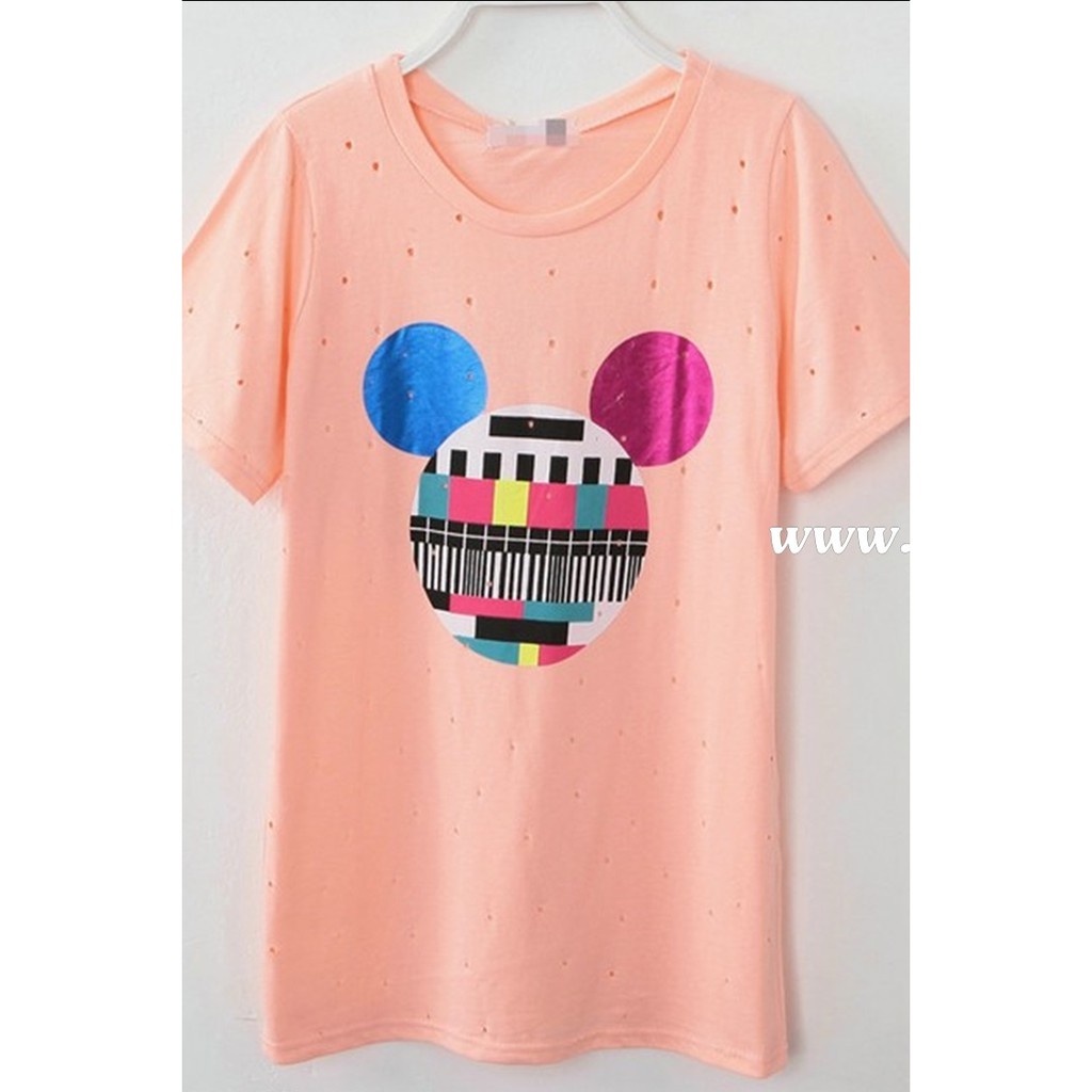 FA2SHOP รุ่น FR1070 เสื้อยืดสีส้มลายมิกกี้