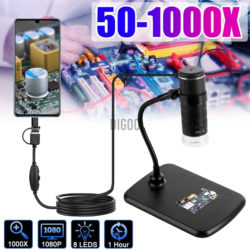 3-In-1 Handheld 1000X Magnifier USB Microscope 8Led Smart Touch Take ...