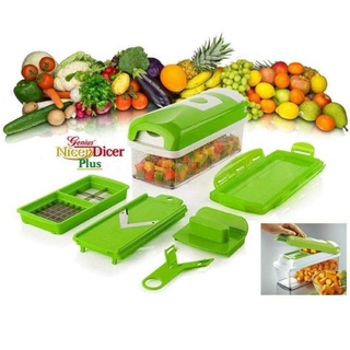 Nicer Dicer Plus  ชุดอุปกรณ์หั่นผักผลไม้ ชุดสไลซ์ผัก  หั่น ปอก สับ ฝาน 12 ชิ้น​​​​​​​ (สีเขียว)