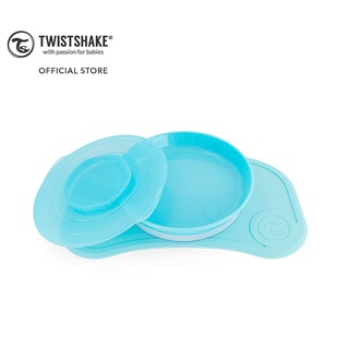 Twistshake Click-Mat + Plate ชุดจานและแผ่นดูดกันลื่น มาพร้อมฝาปิดกันหก (สีฟ้า/Pastel Blue)