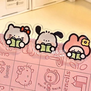 Ins คลิปหนีบกระดาษอะคริลิค ลายการ์ตูน Sanrio Pacha Dog น่ารัก สองด้าน สําหรับนักเรียนมัธยมต้น และมัธยมต้น และมัธยมต้น