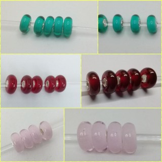 ลูกปัดแก้วมูลาโน่เงินแท้ Murano Glass Beads ชมพู, เขียวTeal, แดงเข้ม พร้อมส่ง