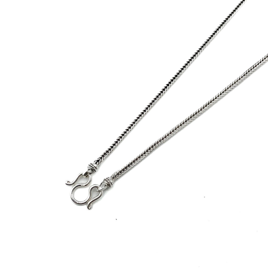 สร้อยคอลายกระดูกงู 4 เสากระดูกมังกร สร้อยเงินแท้ 925: 925 Sterling Silver Braided Chain Necklace [NSP0019]