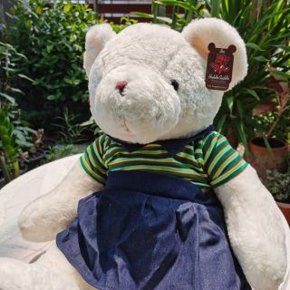 ตุ๊กตา หมี New bear ผู้หญิง สีขาว แต่งชุด ผ้าขนสั้น ไซต์L