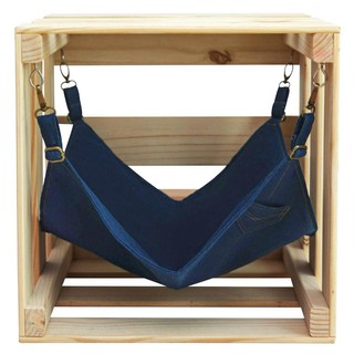 เซ็ตเปลนอนพร้อมลังไม้ สียีนส์เข้ม PET HAMMOCK SET DENIM