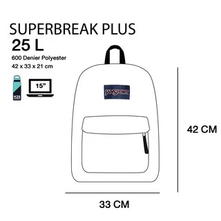 JanSport รุ่น SUPERBREAK PLUS - กระเป๋าเป้ Laptop 15 นิ้ว สะพายหลัง นักเรียน ใส่โน๊ตบุ๊ค มีให้เลือกหลากหลายสี