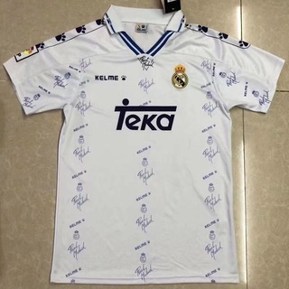 เสื้อกีฬาแขนสั้น ลายทีมชาติฟุตบอล Real Madrid 94 96 ชุดเหย้า สไตล์เรโทร คุณภาพสูง ไซซ์ S - XXL