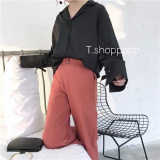 เสื้อแขนยาวทรงเชิ้ต คอ v