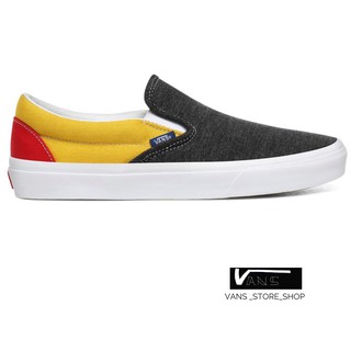 VANS SLIP ON COASTAL BLACK TRUE WHITE SNEAKERS สินค้ามีประกันแท้