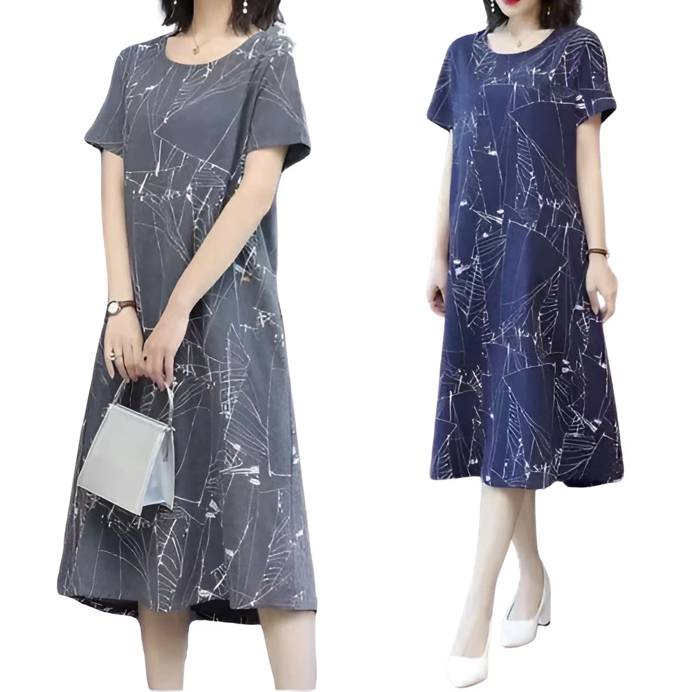 เดรสวยกลางคน ชดแม ชดเดรสไซสใหญ M-4XL ผาไหมอตาล ใสสบาย ไมรอน พรอมสง