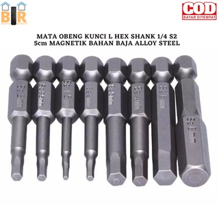 MATA OBENG KUNCI L HEX SHANK 1/4 S2 5cm MAGNETIK BAHAN BAJA ALLOY STEEL