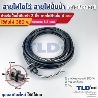 สายไฟปั๊มน้ำไดโว่ อีบาร่า 3 นิ้วสายไฟ 4 สาย ขนาดสายไฟ 2.5mm. ยาว 8.5 เมตร หัวกลม ใช้กับปั๊มน้ำอีบาร่า สายไฟปั๊มไดโว่ ...