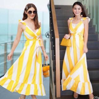 👗Maxi Dress เดรสสายเดี่ยวลายริ้ว👗