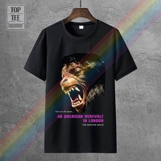 เสื้อยืดแขนสั้น ผ้าฝ้าย พิมพ์ลายโปสเตอร์ภาพยนตร์ An American Werewolf In London V 3 5 FOppao74AIimbf93 สีดํา สําหรับผู้ช