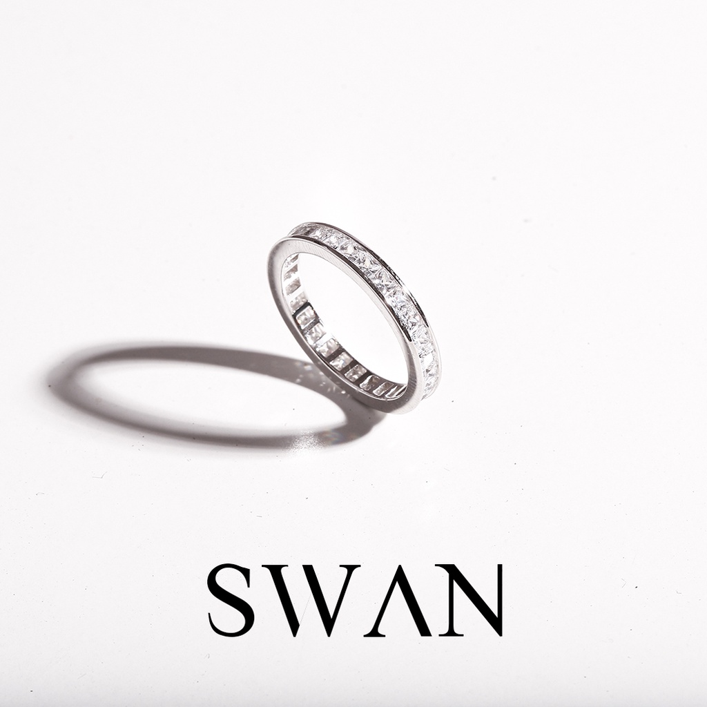 SWAN خاتم فضة Princess Cut Channel بزركون — صورة 2
