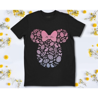 เสื้อยืดอินเทรนด์ผู้ชายอินเทรนด์ผู้หญิงเสื้อยืด พิมพ์ลาย Disney Minnie Mouse ไล่โทนสีชมพู สําหรับผู้ชาย และผู้หญิงS-3XL