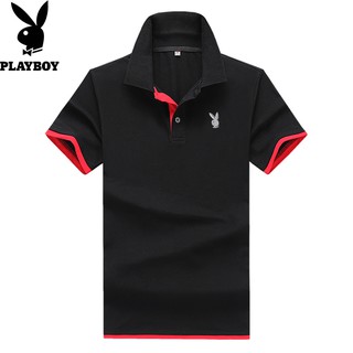 Playboy Mens POLO Shirt Short Sleeve T-shirt Korean Lapel Slim Half Sleeve Summer Mens Clothing