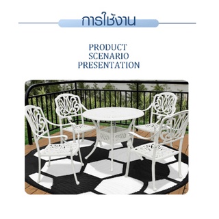 GhouseOnline COZY เสื่อปูพื้นอเนกประสงค์กลม  ขนาด 150x150x0.5 ซม. สีขาว ดำ R204