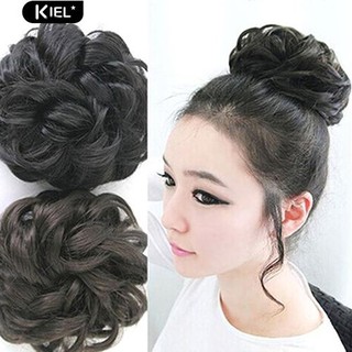 ‴ผู้หญิงน่ารักเลดี้หยัก Curly Dish Hair Bun ส่วนขยาย Hairpiece Chignon Scrunchie