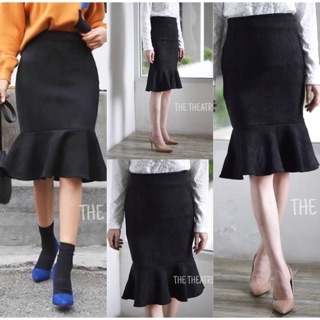 Korea skirt ผ้าหนังกลับระบาย สวย