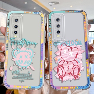 เคส Vivo V23 V23E V15 V17 V19 V20 V20 Pro V20SE V21 V11i เคสโทรศัพท์มือถือแบบนิ่ม TPU ลายหมี แฟชั่น