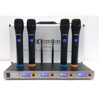 ไมค์ลอยไร้สาย 4ตัว ไมโครโฟน ประชุม ร้องเพลง พูด WIRELESS MICROPHONE รุ่น SM5822 ฟรีกระเป๋าอลูมิเนียม เก็บเงินปลายทางได้