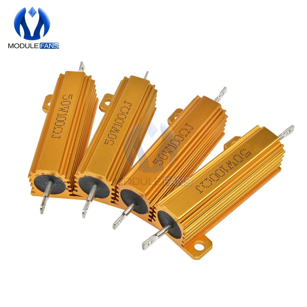 50w อลูมิเนียม Housed กรณี Power Wirewound Resistor 1K 5% +5% -5% 0.5R 1R 2R 4R 6R 8R 10R 20R 0.5/1/