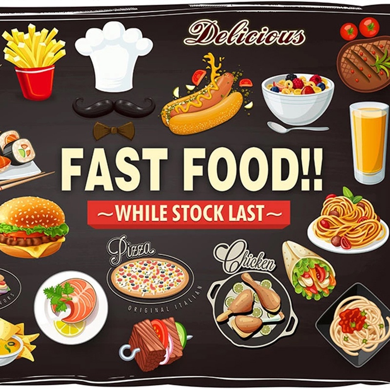 mural#Custom Photo Wallpaper For Walls Roll 3D Fast Food Restaurant Burger  Pizza Shop Decoration Mural Waterproof Canvas | Shopee Thailand