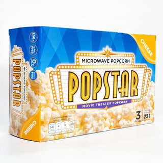 ⚡ป๊อปสตาร์ ข้าวโพดคั่ว พร้อมอบไมโครเวฟ รสชีส 231 กรัม / Popstar Microwave Popcorn Cheese Flavor 231g🍿