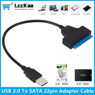 Lcckaa อะแดปเตอร์เชื่อมต่อสายเคเบิล Sata เป็น USB 2.0 รองรับฮาร์ดไดรฟ์ภายนอก HDD SSD 2.5 นิ้ว 22 Pin Sata