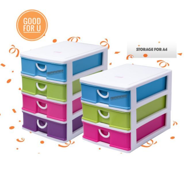 ลิ้นชักพลาสติกใส่เอกสารสีหวานคาร์ซ่า และสีเรียบ เกรดA