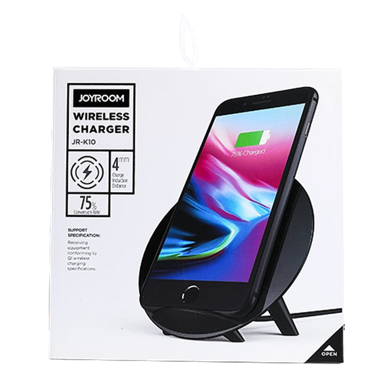 ที่ชาร์จไร้สาย JOYROOM รุ่น JR-K10 wireless charger ตั้งโทรศัพท์ได้ Output 5V-1A ชิป IC ปลอดภัย