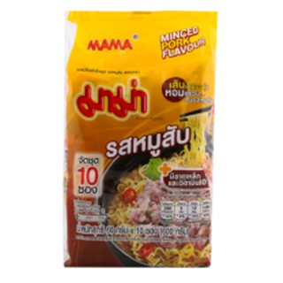 มาม่าบะหมี่กึ่งสำเร็จรูปรสหมูสับ 60กรัม แพค 10 Mama Instant Noodles Minced Pork Flavor 60g.Pack 10 อาหารแห้ง เดินทาง