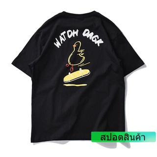 เสื้อยืดแขนสั้น พิมพ์ลายการ์ตูน American Street Skateboard แฟชั่นคู่รัก สําหรับผู้ชาย และผู้หญิง