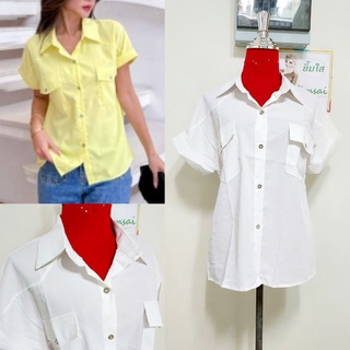 ป้าย Lawyer เสื้อเชิ้ตแขนเบิ้ล สีขาว