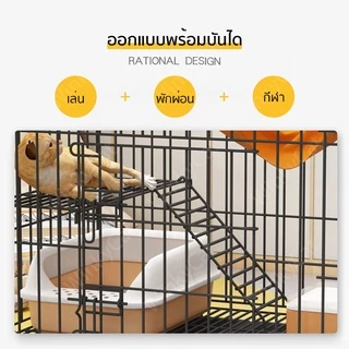 Winky Wink กรงแมว 2 ชั้น 😸 กรงแมวพับได้ กรงแมวสองชั้น กรงสัตว์เลี้ยง มีถาดรองฉี่ คอกแมว มีล้อ