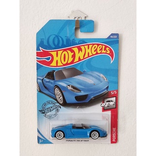 โมเดลรถ hotwheels รุ่น Porsche 918 Spyder สีฟ้า