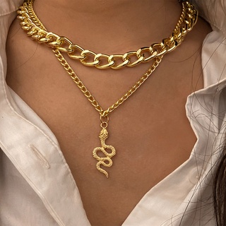 Fashion Punk Snake Pendant Multilayer Thick Chian Women Girl Necklaces Hip-hop Vintage Gold Necklaces Jewelry