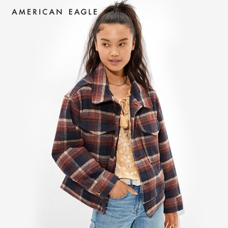 American Eagle Plaid Cropped Shacket เสื้อ แจ็คเก็ต ผู้หญิง ลายตาราง ครอป (EWJA 038-3141-800)