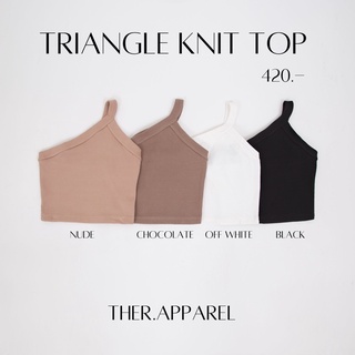 Triangle Knit Top เสื้อไหล่เดียว เสื้อปาดไหล่ ดีเทลสามเหลี่ยมด้านหลัง ผ้าknitคุณภาพดี เนื้อผ้าหนานุ่ม ยืดหยุ่นดี