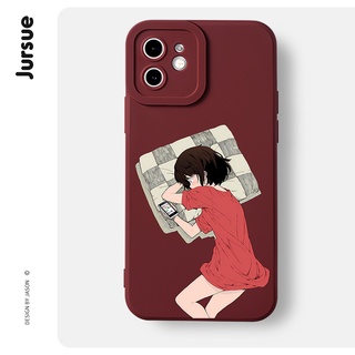 JURSUE เคสไอโฟน เคสซิลิโคนนุ่มกันกระแทกการ์ตูนน่ารักตลก เคสโทรศัพท์ Compatible for iPhone 14 13 12 11 Pro Max SE 2020 X XR XS 8 7 6 6S Plus พลัส XYH241