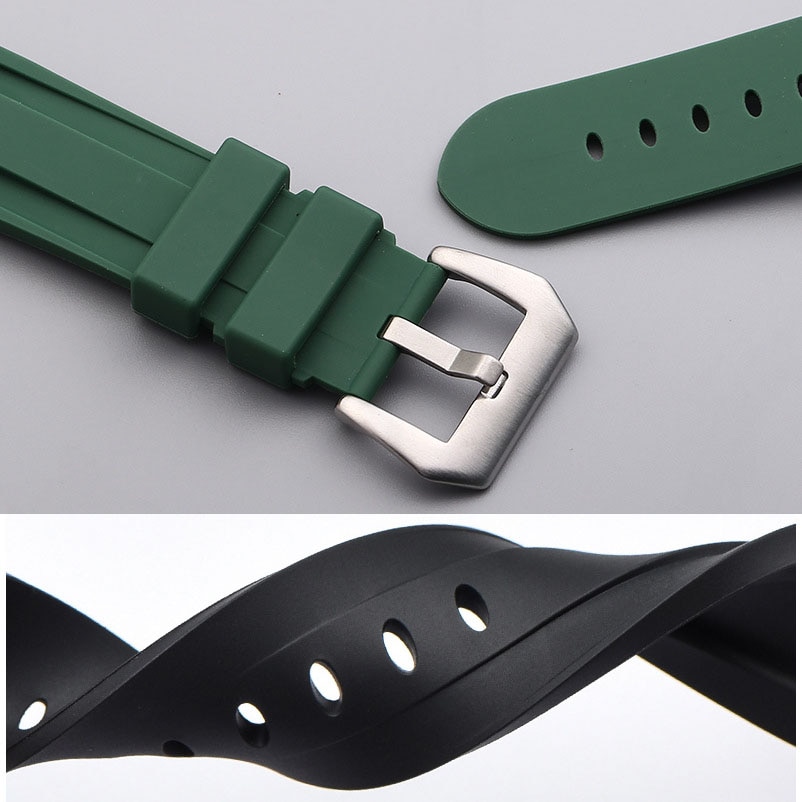 22mm 24mm 26mm Silicone Watch Strap Replacement Rubber Watch Band Waterproof Wrist Sport Watchband Bracelet with connect Pins