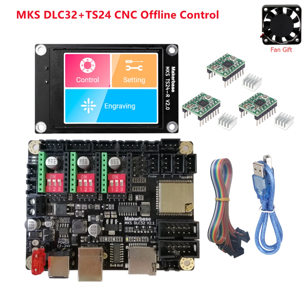 【In Stock】grbl 32 bit CNC shield controller ESP32 WIFI MKS DLC32 V2.1 offline control board TS24 touchscreen for CNC eng #1