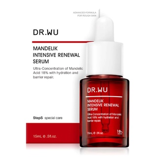 [พร้อมส่ง] DR.WU INTENSIVE RENEWAL SERUM WITH MANDELIC ACID 18% 15 ml กำจัดสิวหัวดำ 70% และลดรูขุมขน 17% ใน 7 วัน ของแท้