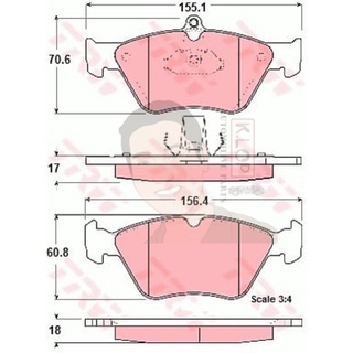 GDB1166 ผ้าเบรค-หน้า(TRW) (เนื้อผ้า COTEC) SAAB 900